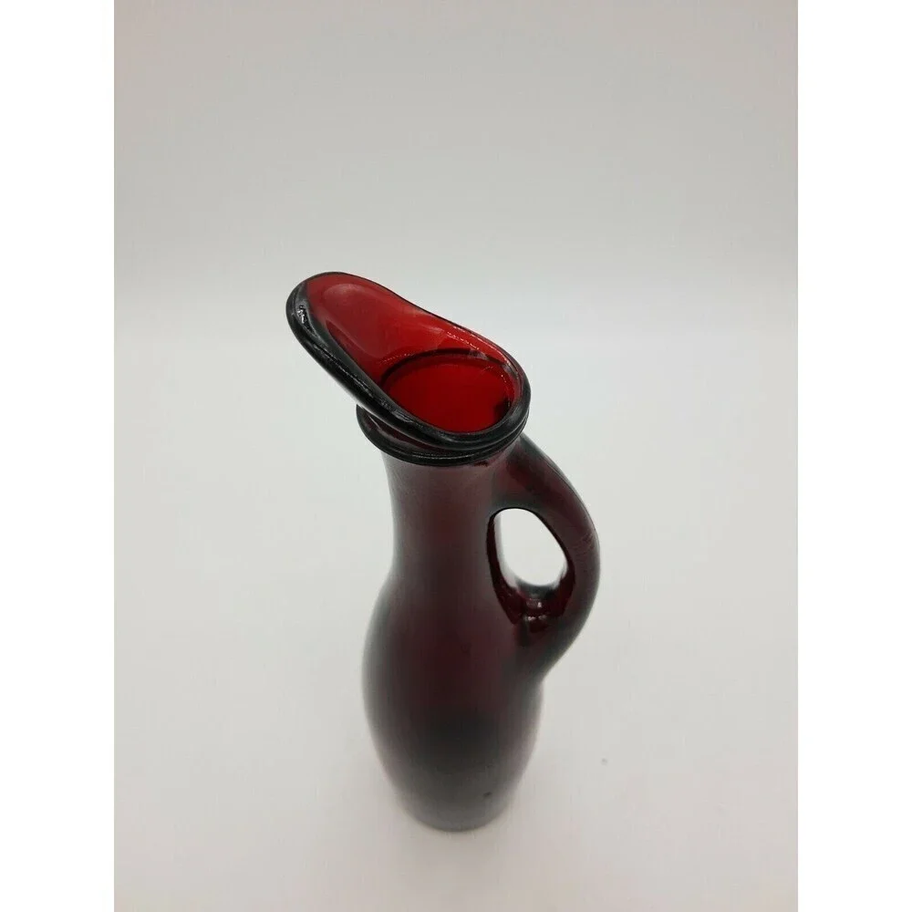Anchor Hocking vintage ruby red cruet bud vase glass pitcher